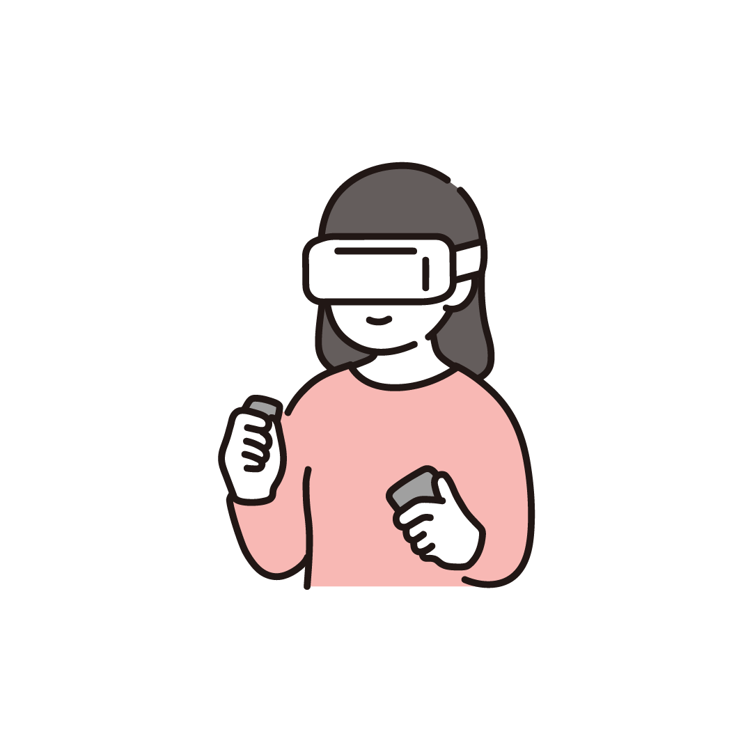ARデバイスを装着して操作する人のイラスト